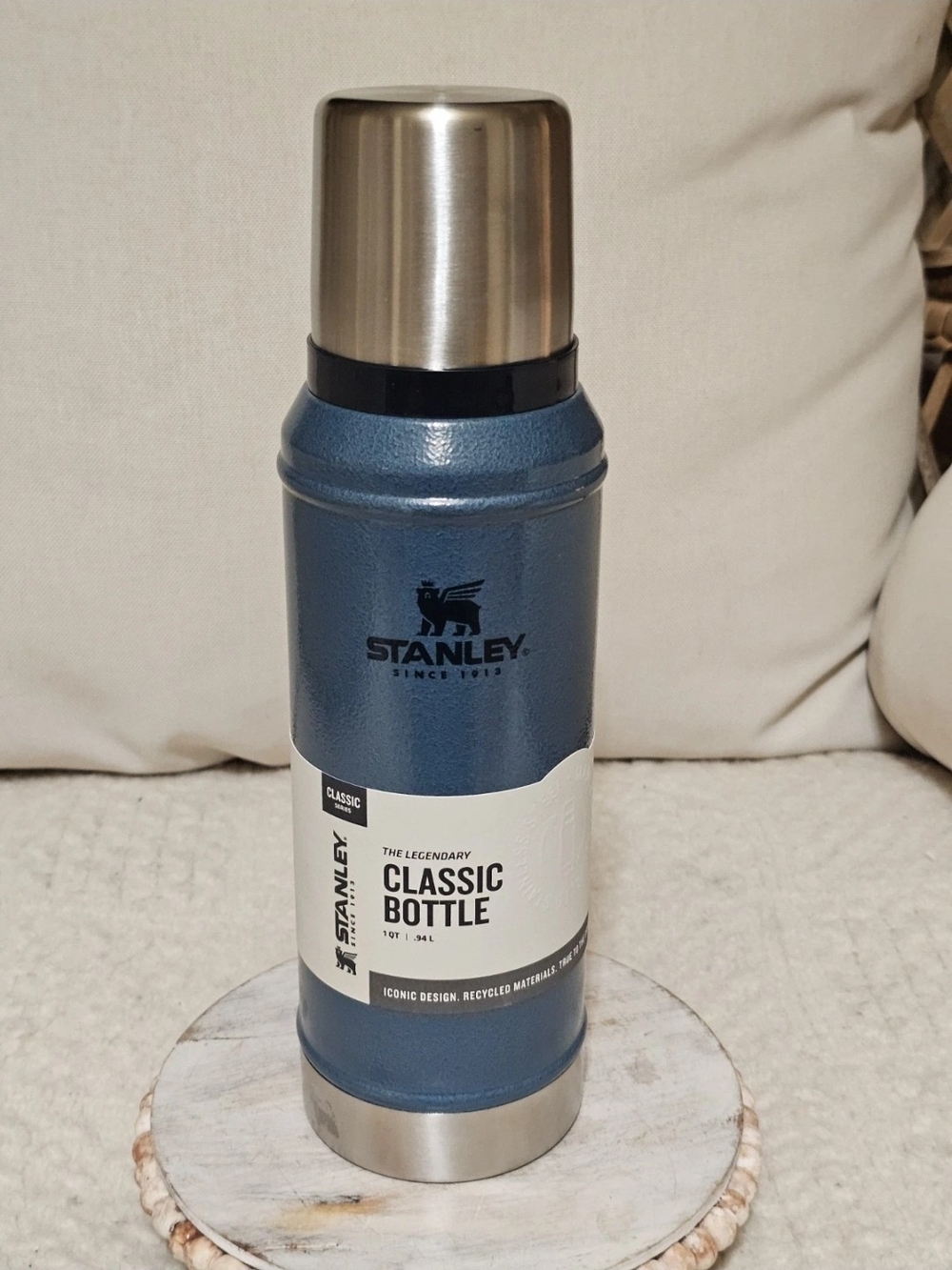 Stanley Blue Classic Vacuum Bottle with Stainless Cap